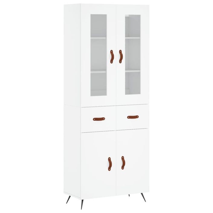 Buffet haut Blanc 69,5x34x180 cm Bois d'ingénierie - Photo n°1