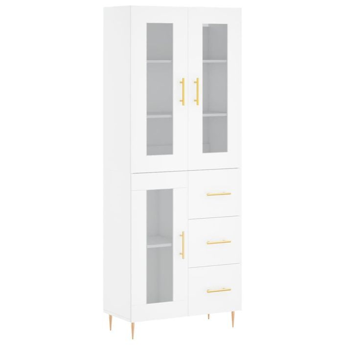 Buffet haut Blanc 69,5x34x180 cm Bois d'ingénierie - Photo n°1