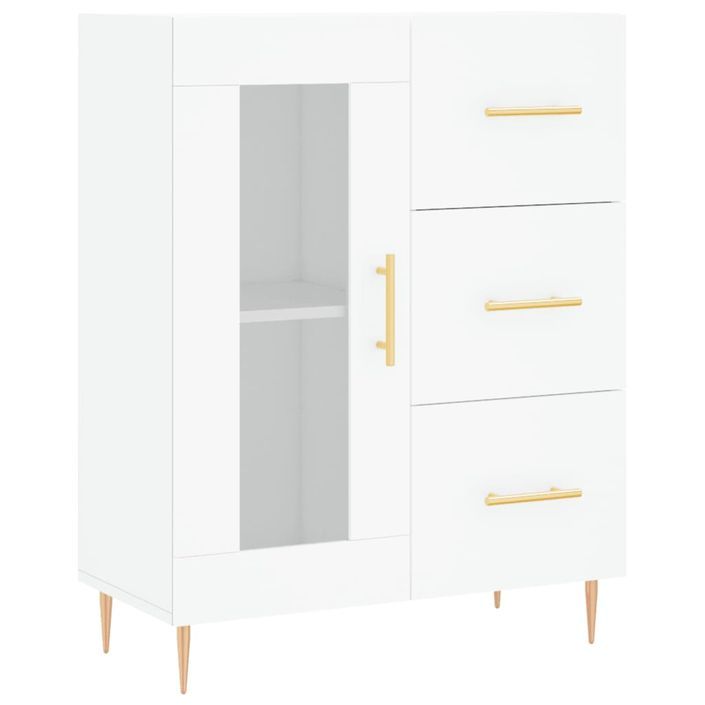 Buffet haut Blanc 69,5x34x180 cm Bois d'ingénierie - Photo n°7