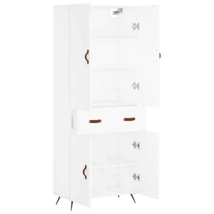 Buffet haut Blanc 69,5x34x180 cm Bois d'ingénierie - Photo n°4