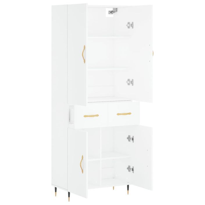 Buffet haut Blanc 69,5x34x180 cm Bois d'ingénierie - Photo n°4