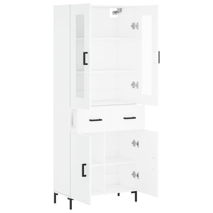 Buffet haut Blanc 69,5x34x180 cm Bois d'ingénierie - Photo n°4