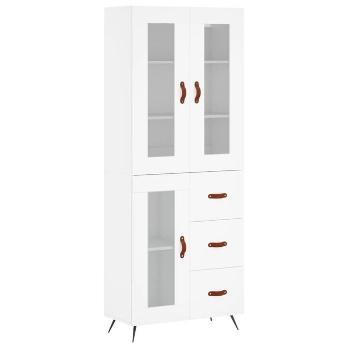 Buffet haut Blanc 69,5x34x180 cm Bois d'ingénierie - Photo n°1