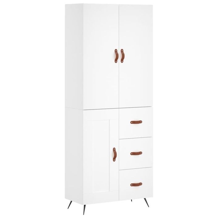 Buffet haut Blanc 69,5x34x180 cm Bois d'ingénierie - Photo n°1