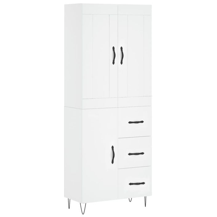 Buffet haut Blanc 69,5x34x180 cm Bois d'ingénierie - Photo n°1