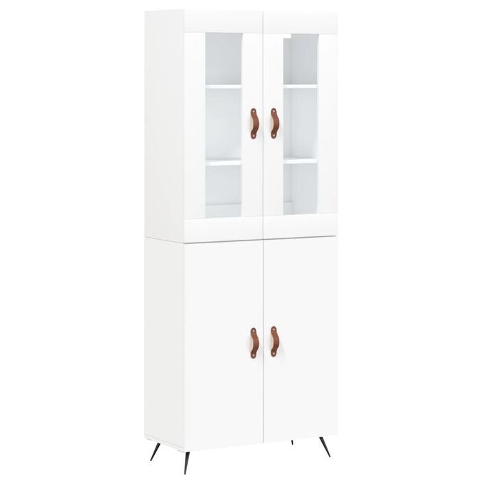 Buffet haut Blanc 69,5x34x180 cm Bois d'ingénierie - Photo n°1