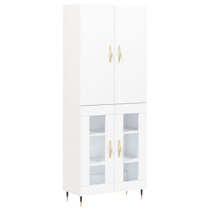 Buffet haut Blanc 69,5x34x180 cm Bois d'ingénierie - Photo n°1