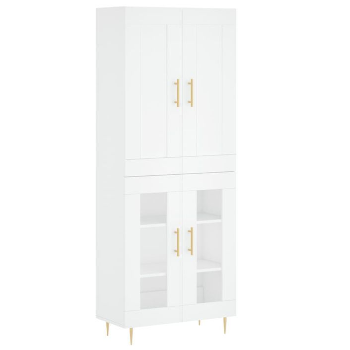 Buffet haut Blanc 69,5x34x180 cm Bois d'ingénierie - Photo n°1