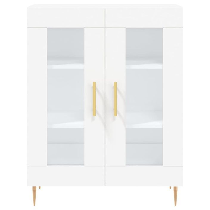 Buffet haut Blanc 69,5x34x180 cm Bois d'ingénierie - Photo n°8