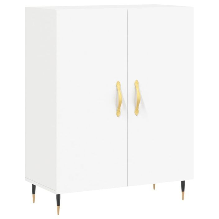 Buffet haut Blanc 69,5x34x180 cm Bois d'ingénierie - Photo n°5