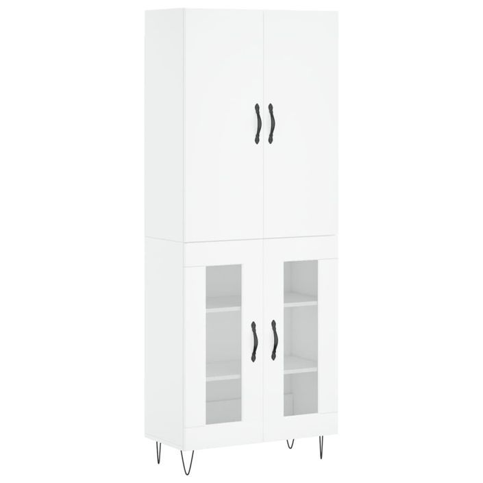 Buffet haut Blanc 69,5x34x180 cm Bois d'ingénierie - Photo n°1