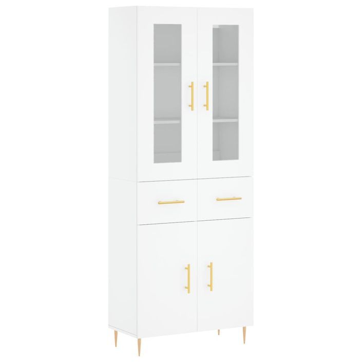 Buffet haut Blanc 69,5x34x180 cm Bois d'ingénierie - Photo n°1