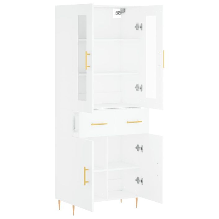 Buffet haut Blanc 69,5x34x180 cm Bois d'ingénierie - Photo n°4