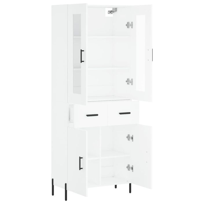 Buffet haut Blanc 69,5x34x180 cm Bois d'ingénierie - Photo n°4