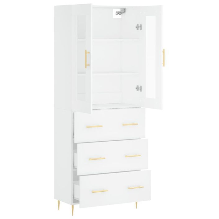 Buffet haut Blanc 69,5x34x180 cm Bois d'ingénierie - Photo n°4