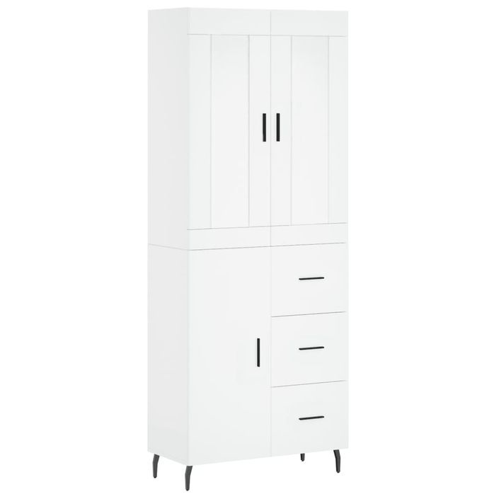 Buffet haut Blanc 69,5x34x180 cm Bois d'ingénierie - Photo n°1