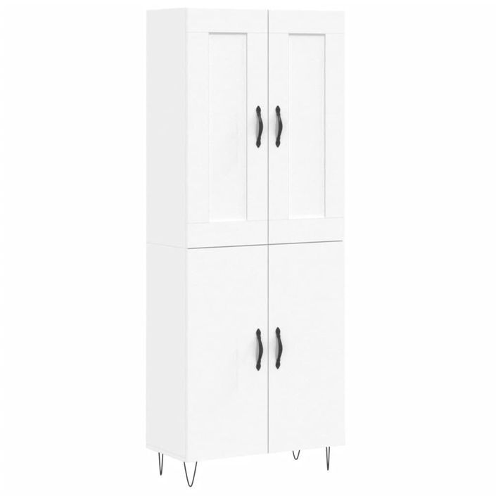 Buffet haut Blanc 69,5x34x180 cm Bois d'ingénierie - Photo n°1