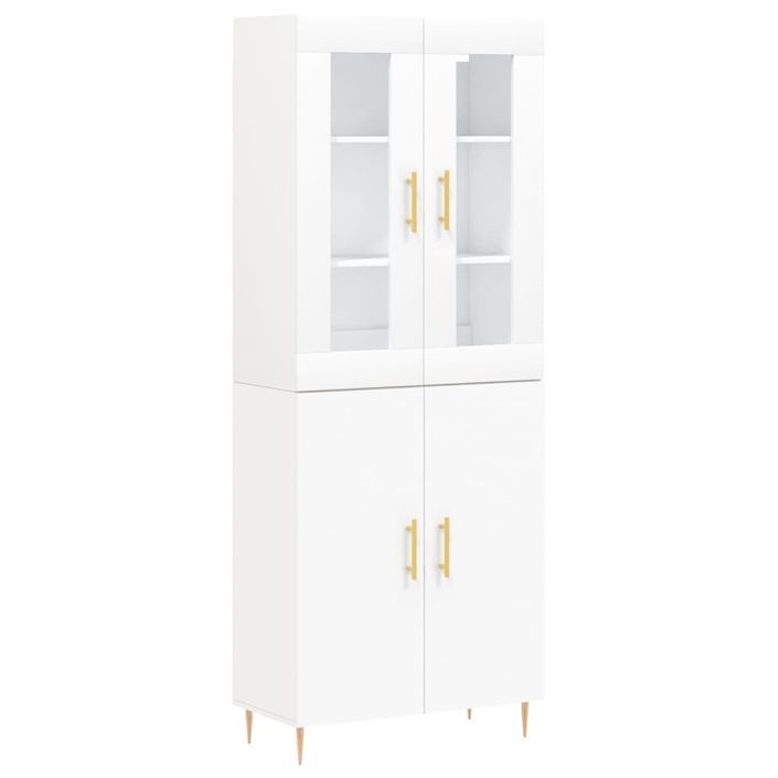 Buffet haut Blanc 69,5x34x180 cm Bois d'ingénierie - Photo n°1