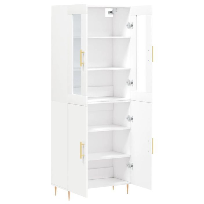 Buffet haut Blanc 69,5x34x180 cm Bois d'ingénierie - Photo n°4