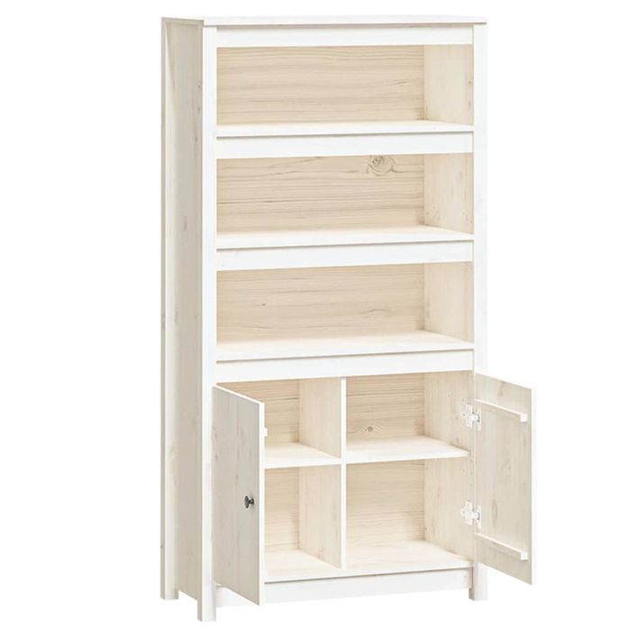 Buffet haut Blanc 80x35x154 cm Bois massif de pin - Photo n°6