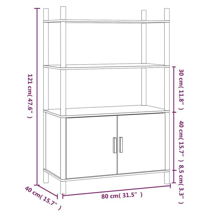 Buffet haut Blanc 80x40x121 cm Bois d'ingénierie - Photo n°6