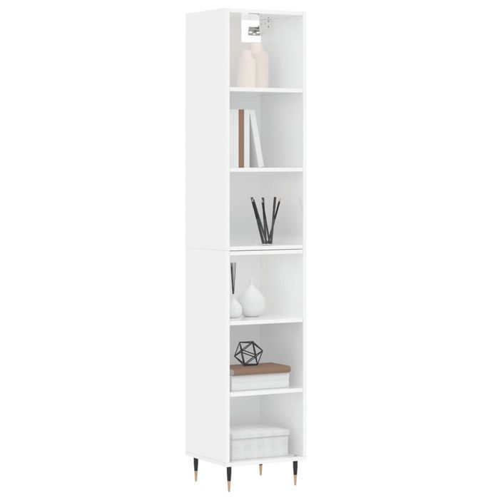 Buffet haut Blanc brillant 34,5x32,5x180 cm Bois d'ingénierie - Photo n°3