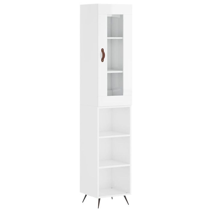 Buffet haut Blanc brillant 34,5x34x180 cm Bois d'ingénierie - Photo n°1