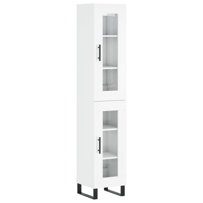 Buffet haut Blanc brillant 34,5x34x180 cm Bois d'ingénierie - Photo n°1