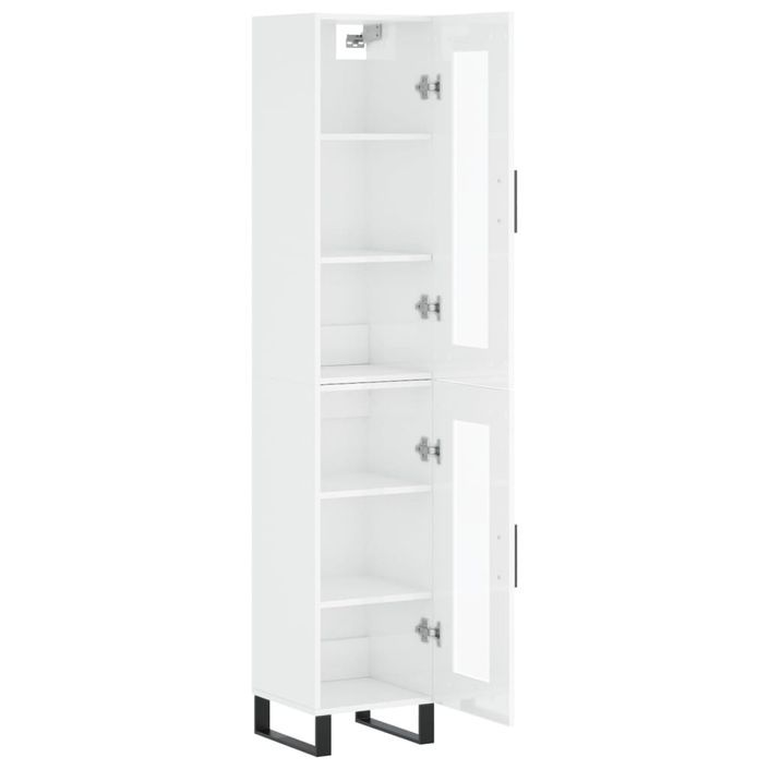 Buffet haut Blanc brillant 34,5x34x180 cm Bois d'ingénierie - Photo n°4