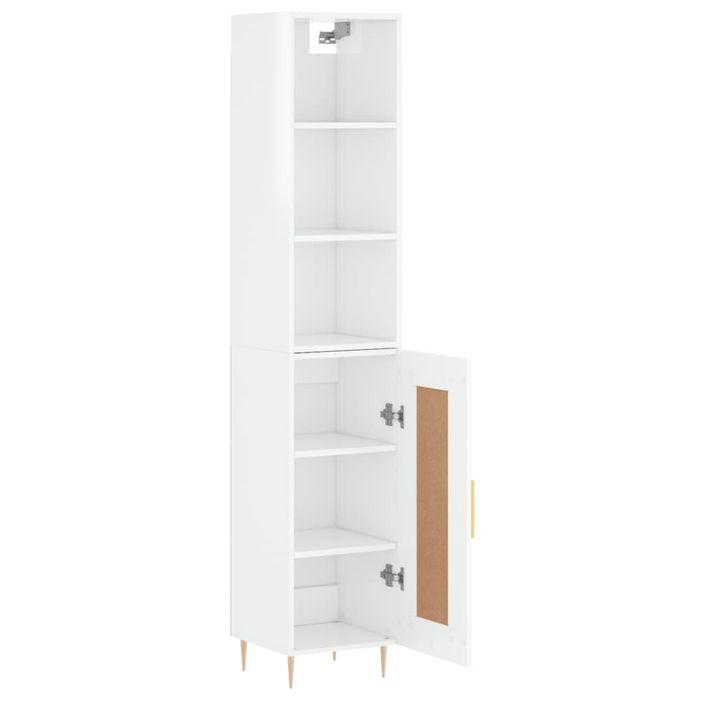 Buffet haut Blanc brillant 34,5x34x180 cm Bois d'ingénierie - Photo n°4