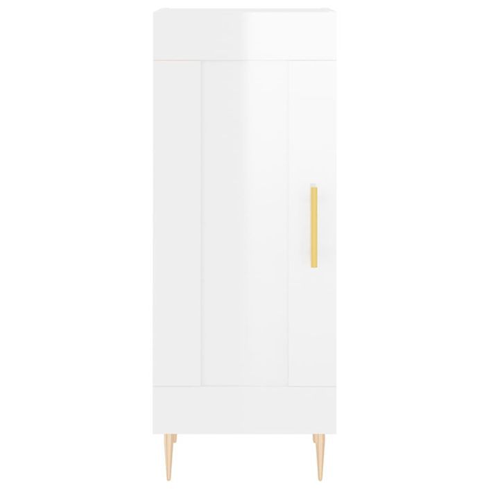 Buffet haut Blanc brillant 34,5x34x180 cm Bois d'ingénierie - Photo n°8