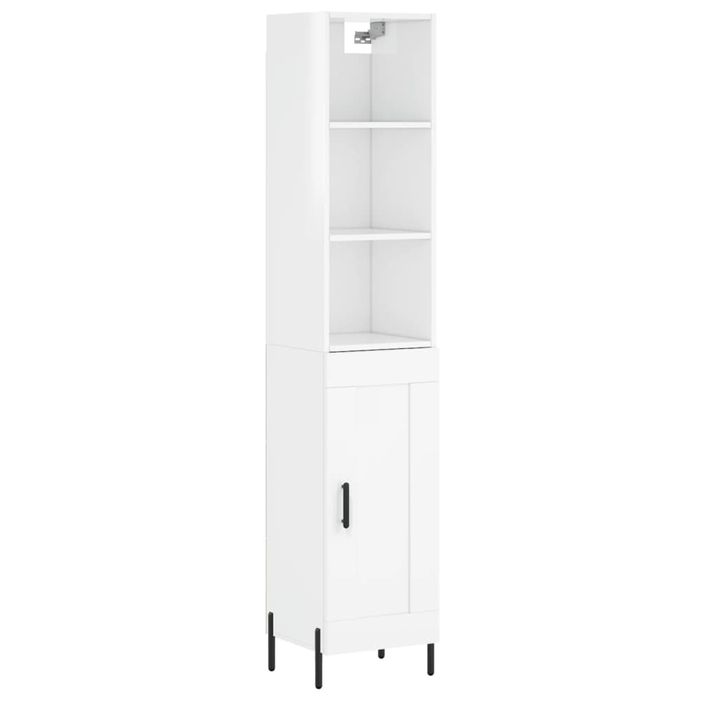 Buffet haut Blanc brillant 34,5x34x180 cm Bois d'ingénierie - Photo n°1