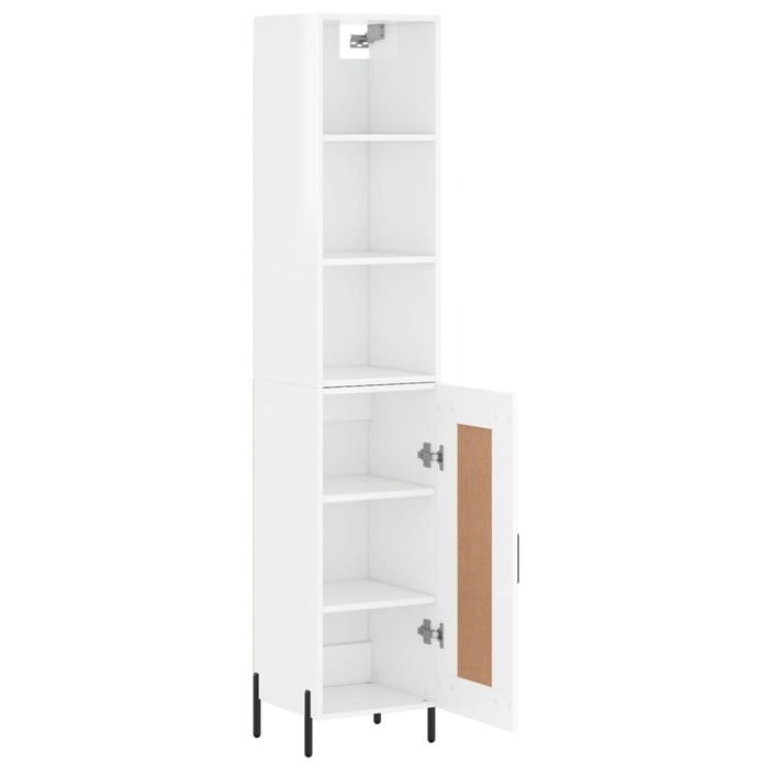 Buffet haut Blanc brillant 34,5x34x180 cm Bois d'ingénierie - Photo n°4