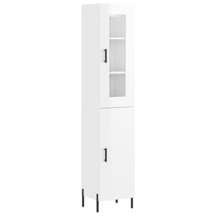 Buffet haut Blanc brillant 34,5x34x180 cm Bois d'ingénierie - Photo n°1