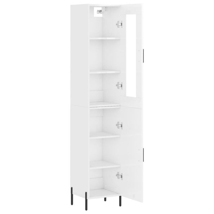 Buffet haut Blanc brillant 34,5x34x180 cm Bois d'ingénierie - Photo n°4