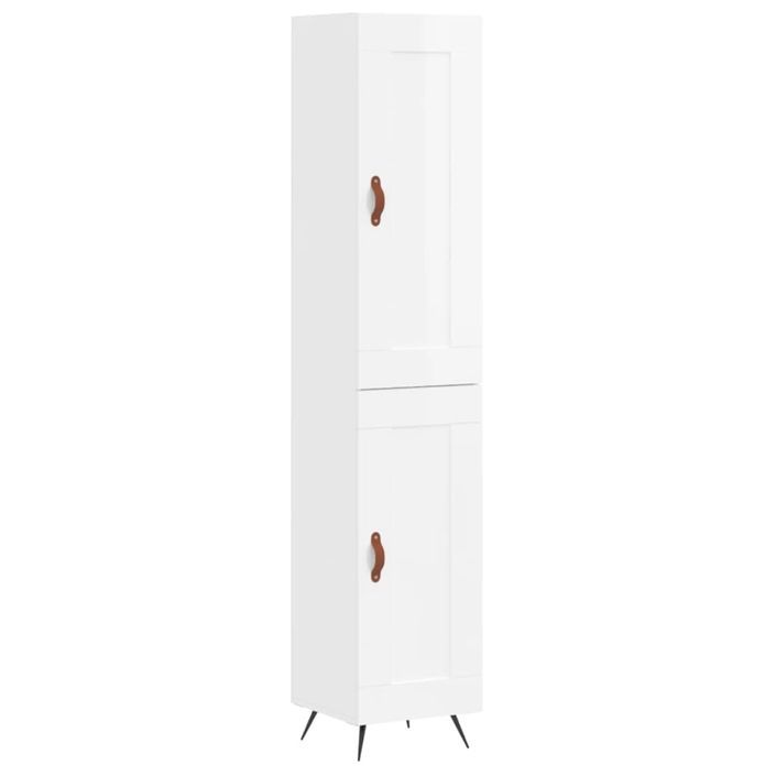 Buffet haut Blanc brillant 34,5x34x180 cm Bois d'ingénierie - Photo n°1