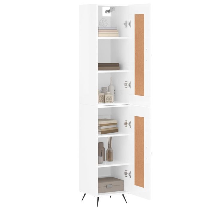 Buffet haut Blanc brillant 34,5x34x180 cm Bois d'ingénierie - Photo n°3