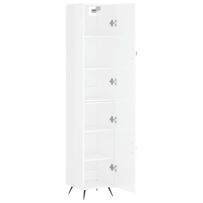 Buffet haut Blanc brillant 34,5x34x180 cm Bois d'ingénierie - Photo n°4