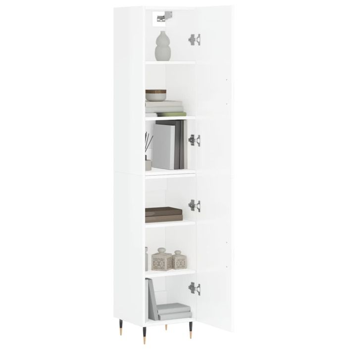 Buffet haut Blanc brillant 34,5x34x180 cm Bois d'ingénierie - Photo n°3