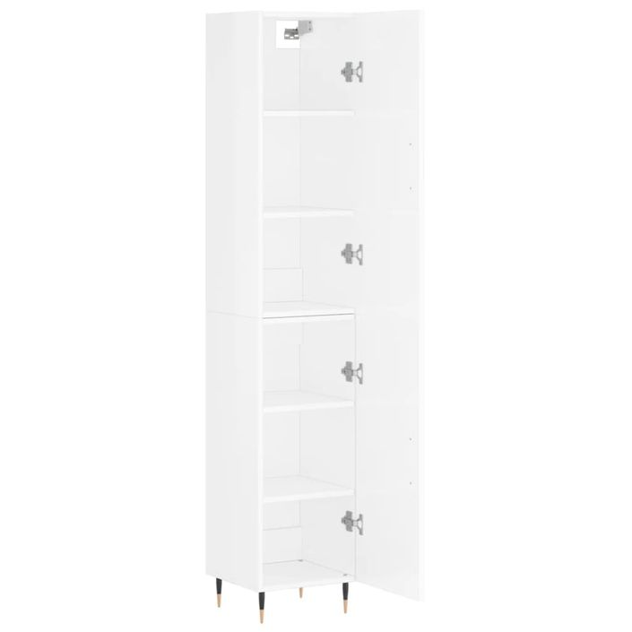 Buffet haut Blanc brillant 34,5x34x180 cm Bois d'ingénierie - Photo n°4