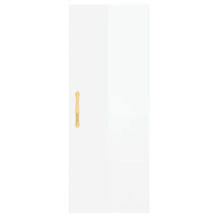 Buffet haut Blanc brillant 34,5x34x180 cm Bois d'ingénierie - Photo n°6