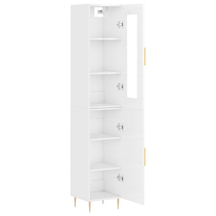 Buffet haut Blanc brillant 34,5x34x180 cm Bois d'ingénierie - Photo n°4