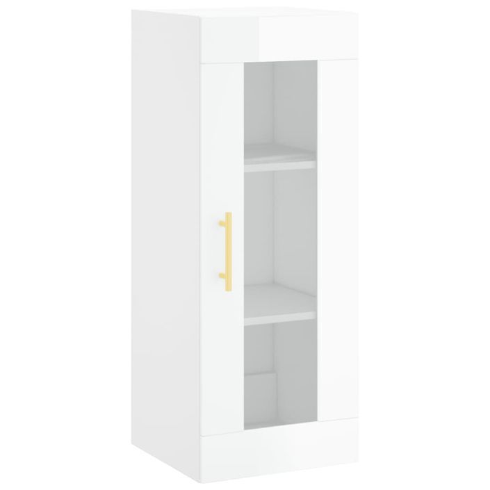 Buffet haut Blanc brillant 34,5x34x180 cm Bois d'ingénierie - Photo n°5