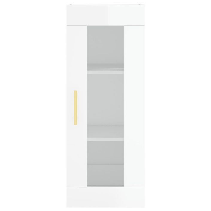 Buffet haut Blanc brillant 34,5x34x180 cm Bois d'ingénierie - Photo n°6