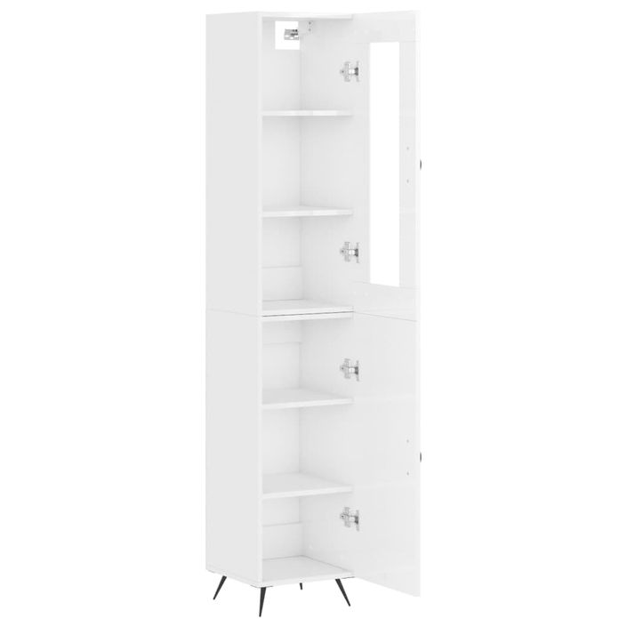 Buffet haut Blanc brillant 34,5x34x180 cm Bois d'ingénierie - Photo n°4