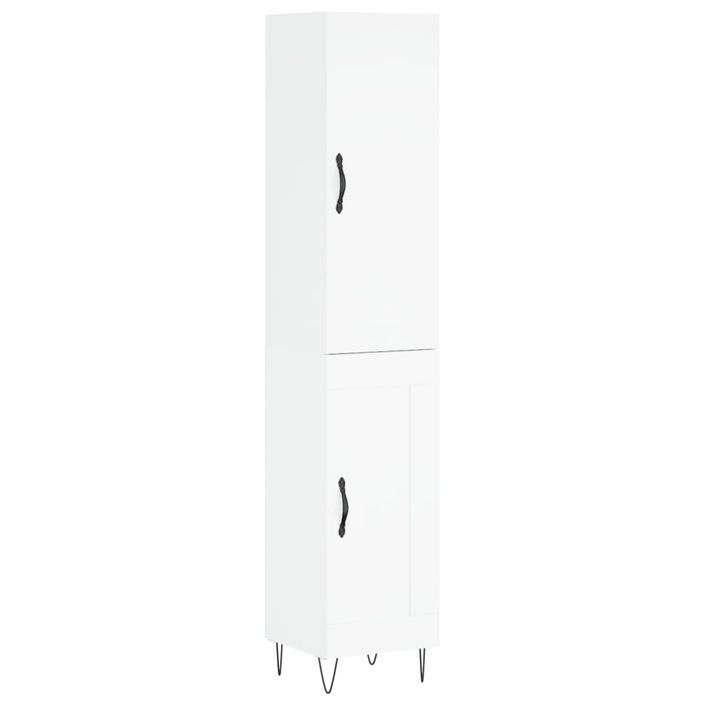 Buffet haut Blanc brillant 34,5x34x180 cm Bois d'ingénierie - Photo n°1