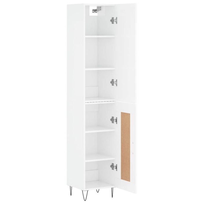 Buffet haut Blanc brillant 34,5x34x180 cm Bois d'ingénierie - Photo n°4