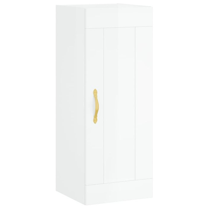 Buffet haut Blanc brillant 34,5x34x180 cm Bois d'ingénierie - Photo n°6