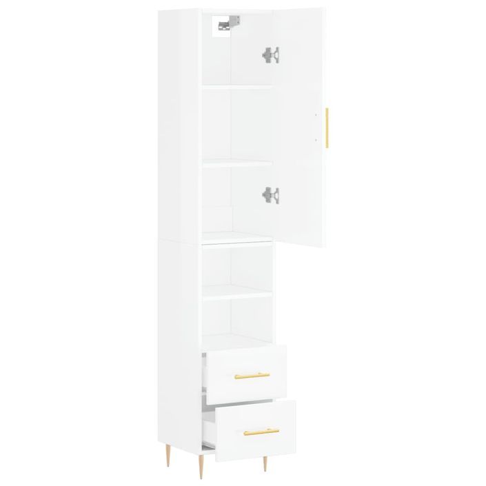 Buffet haut Blanc brillant 34,5x34x180 cm Bois d'ingénierie - Photo n°4