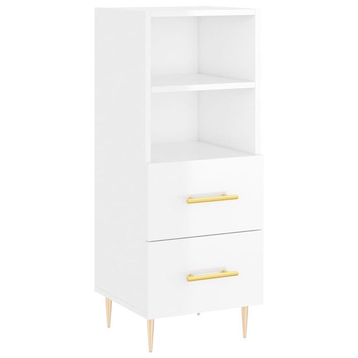 Buffet haut Blanc brillant 34,5x34x180 cm Bois d'ingénierie - Photo n°5